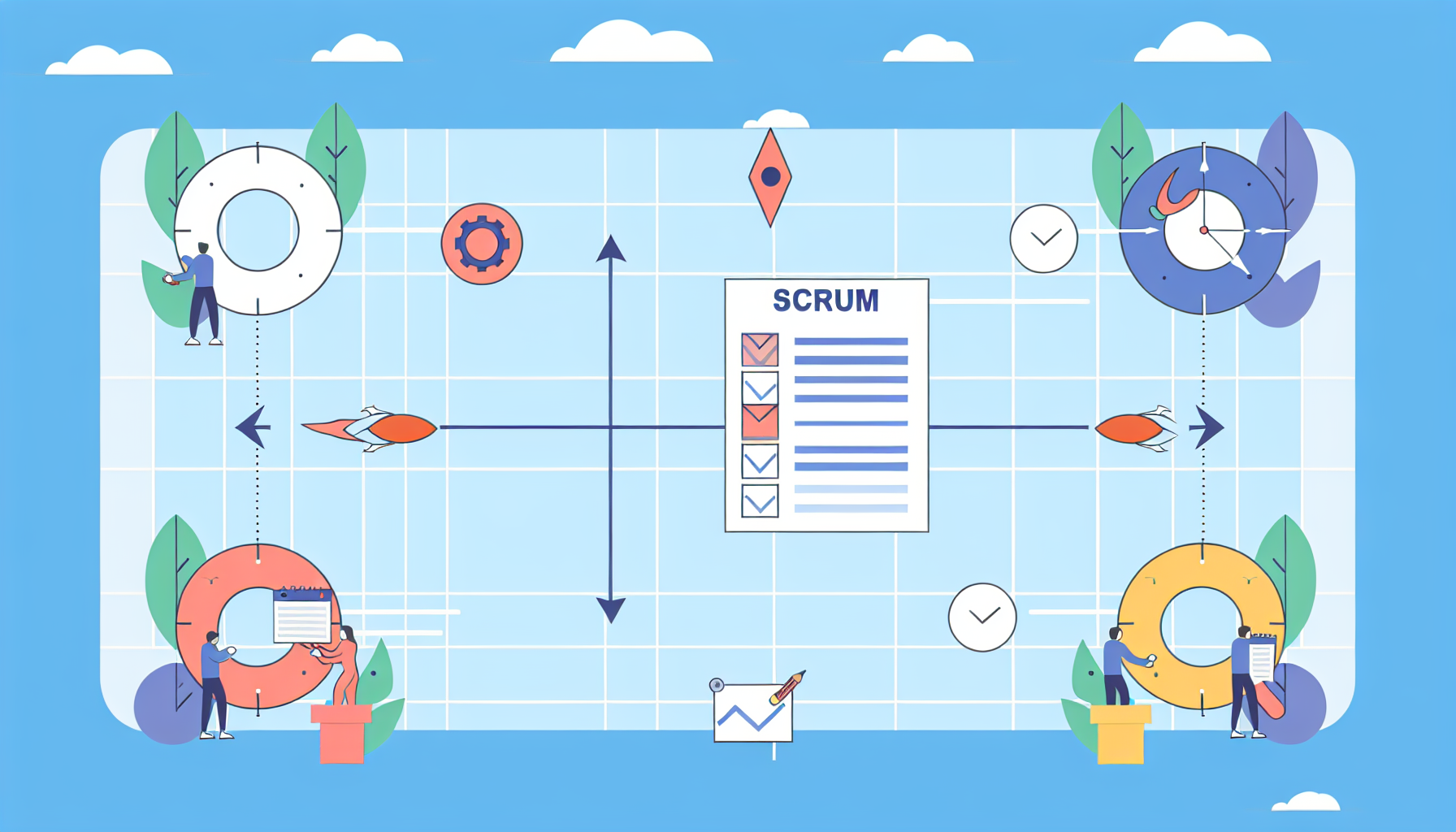 Scrum framework: origens e fundamentos da metodologia ágil - ilustração para artigo de blog